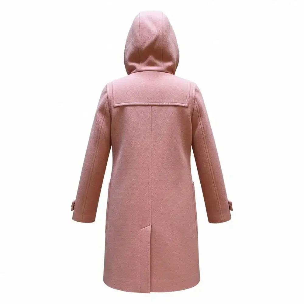 J.Crew Pink Italian Melton Wool Hooded Duffle Coat Size 2 - Picture 2 of 5